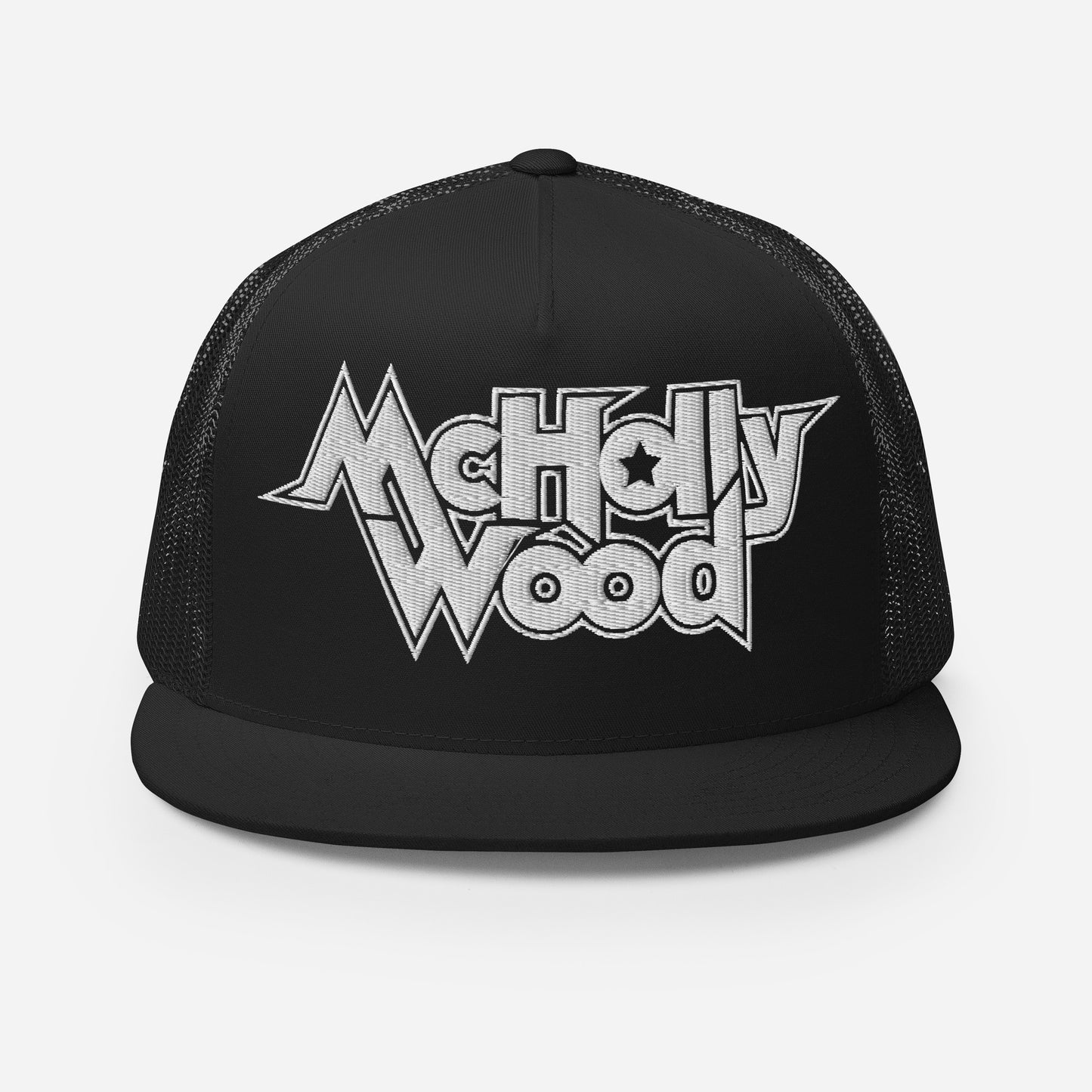 McHollywood® Trucker Cap with Embroidered Logo (White)