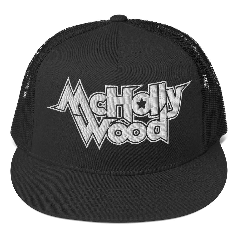 McHollywood® Trucker Cap with Embroidered Logo (White)