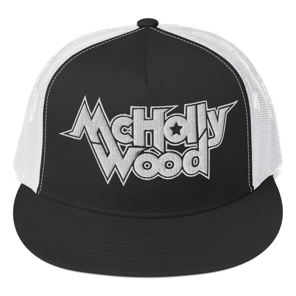 McHollywood® Trucker Cap with Embroidered Logo (White)