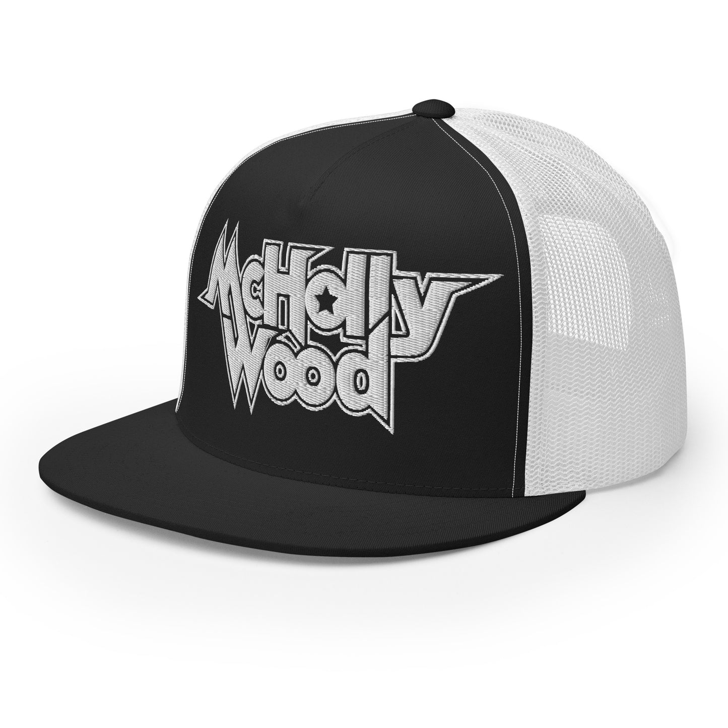 McHollywood® Trucker Cap with Embroidered Logo (White)