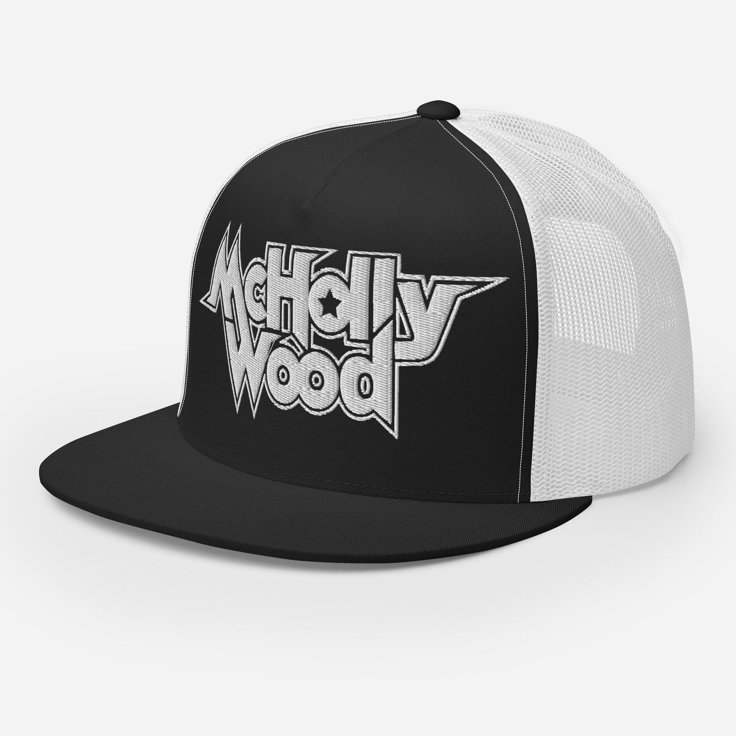 McHollywood® Trucker Cap with Embroidered Logo (White)