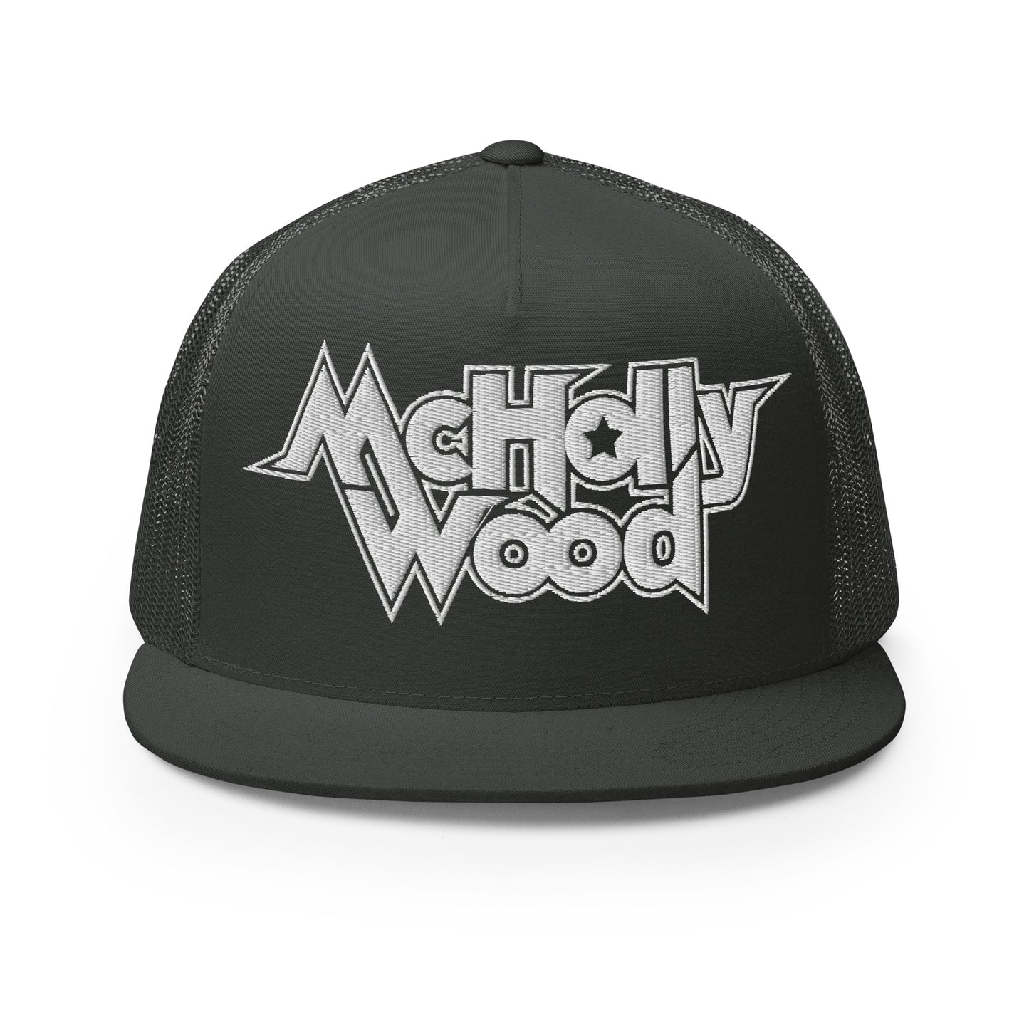 McHollywood® Trucker Cap with Embroidered Logo (White)