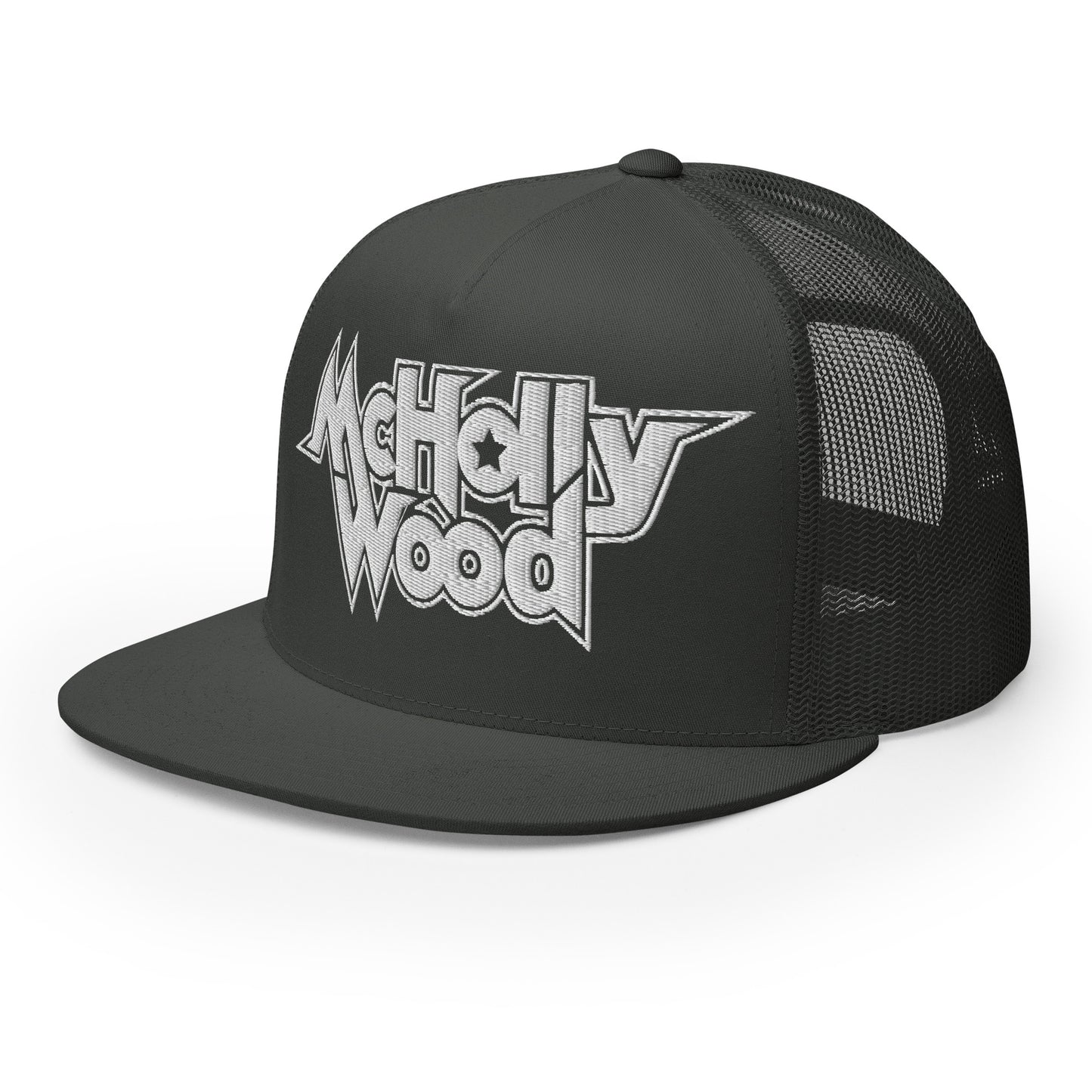 McHollywood® Trucker Cap with Embroidered Logo (White)