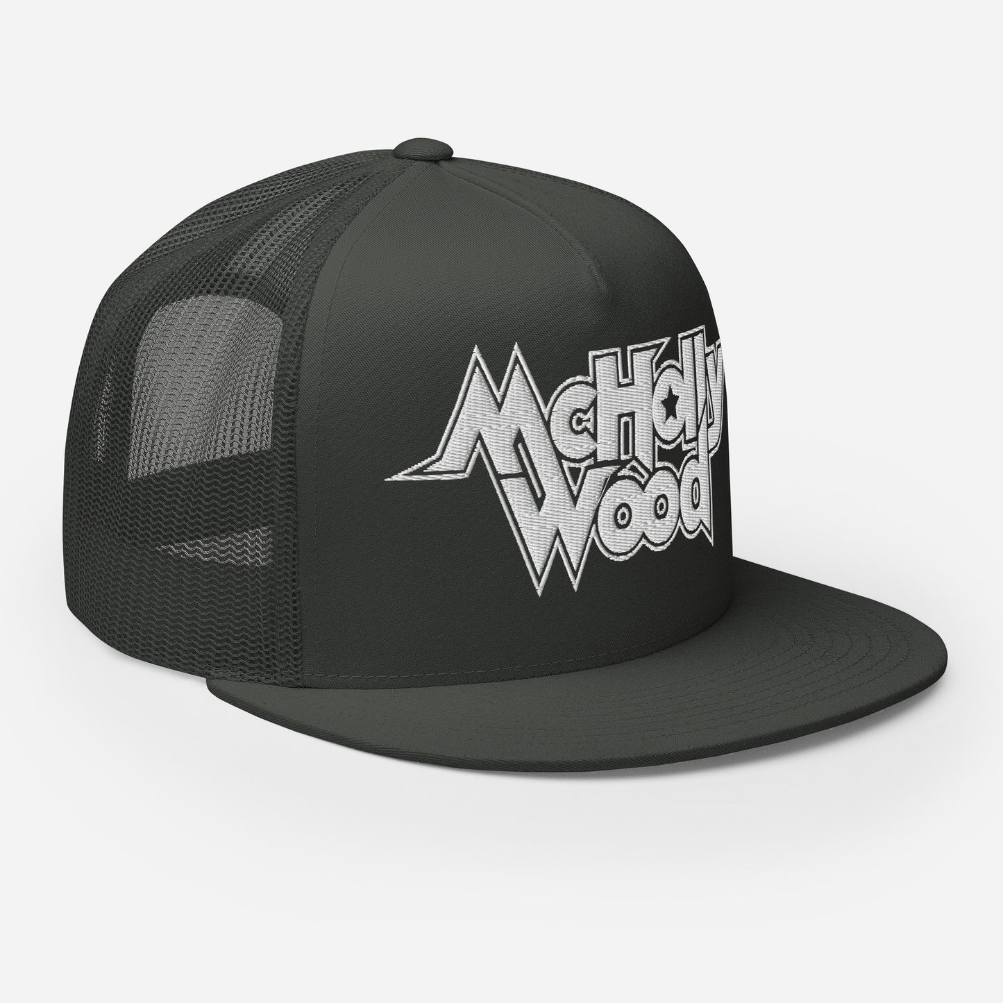 McHollywood® Trucker Cap with Embroidered Logo (White)