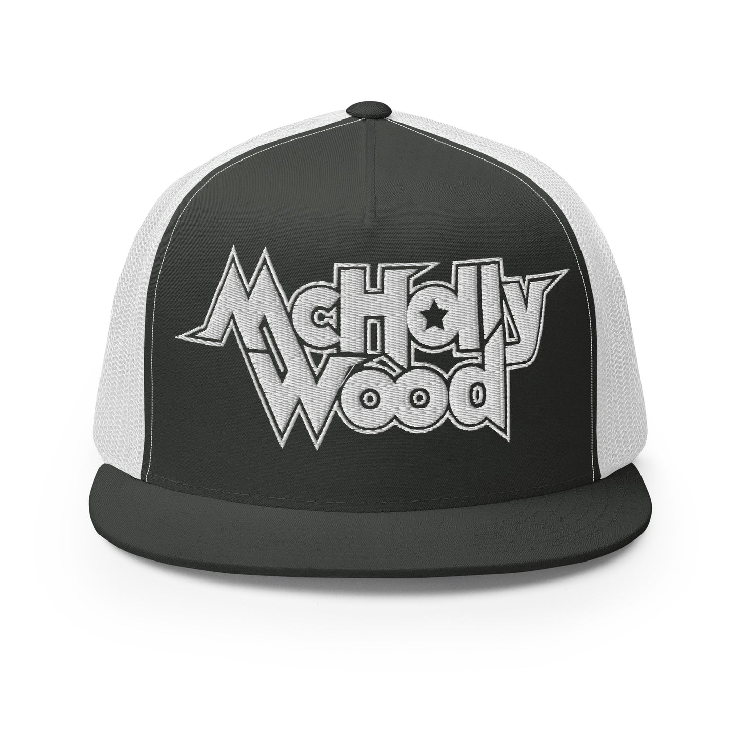 McHollywood® Trucker Cap with Embroidered Logo (White)