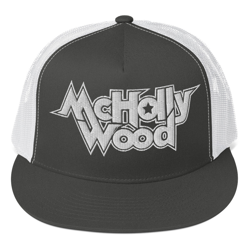 McHollywood® Trucker Cap with Embroidered Logo (White)