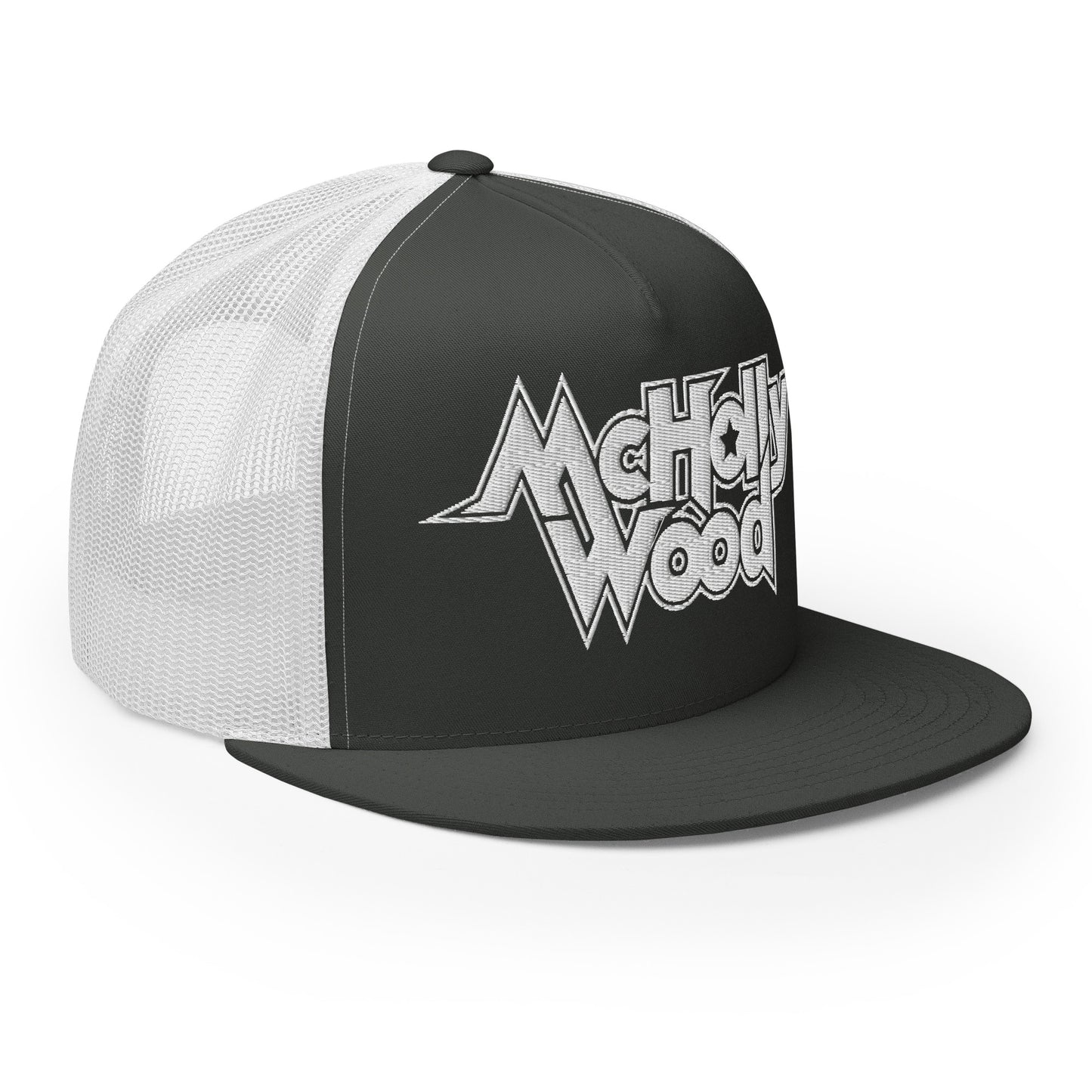 McHollywood® Trucker Cap with Embroidered Logo (White)