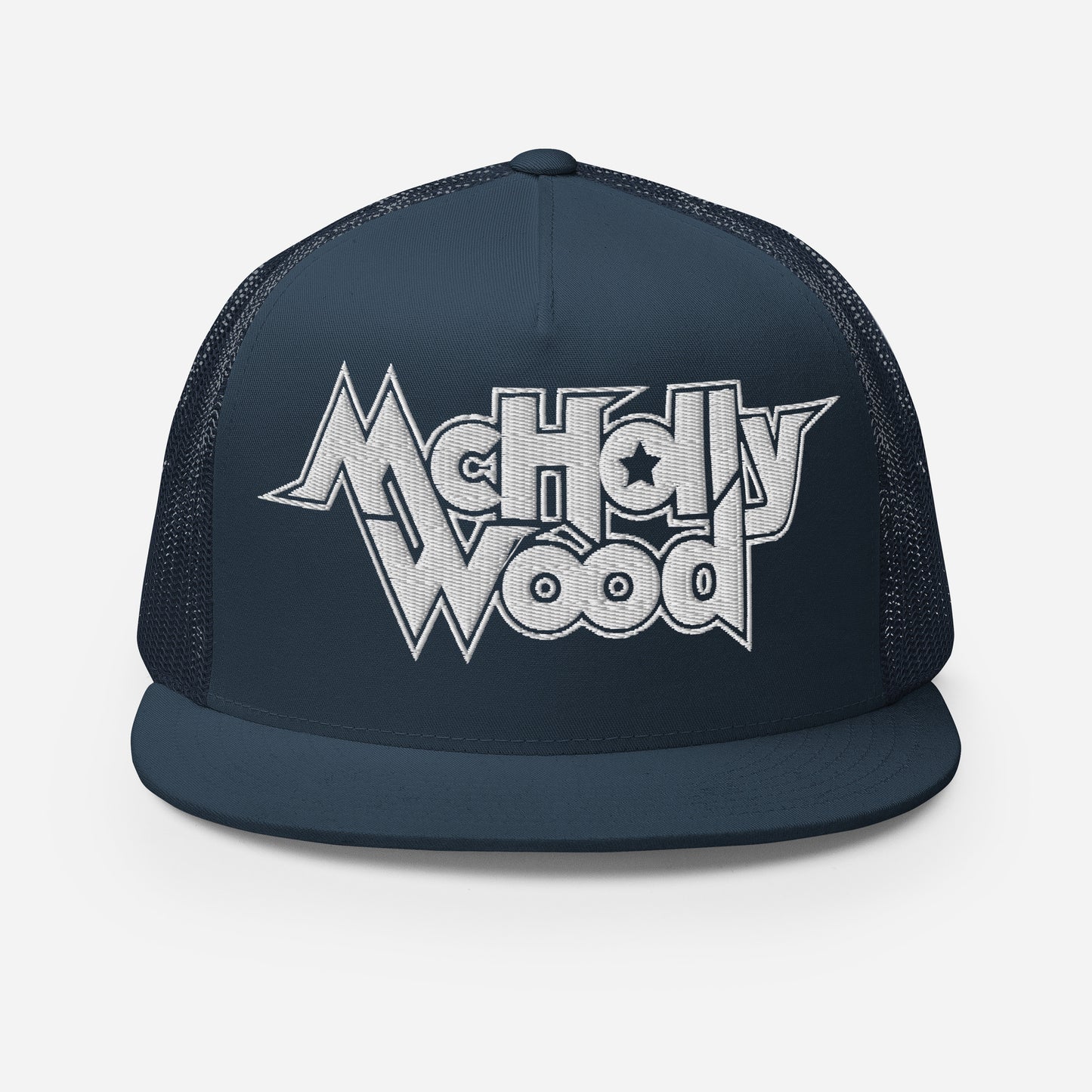 McHollywood® Trucker Cap with Embroidered Logo (White)