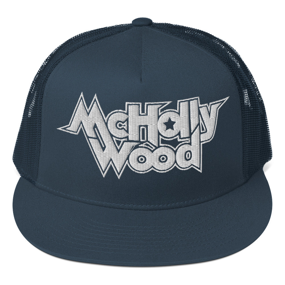 McHollywood® Trucker Cap with Embroidered Logo (White)