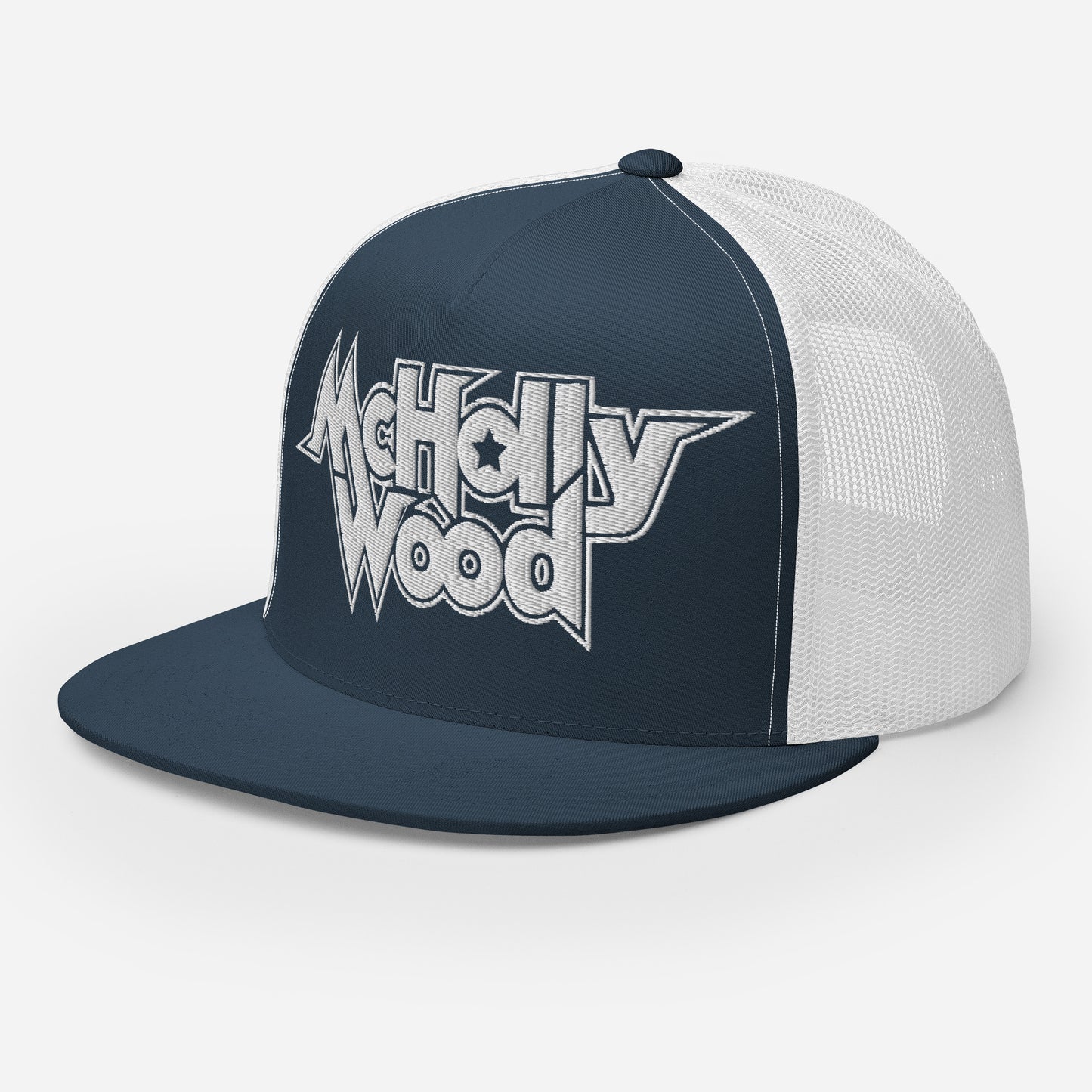 McHollywood® Trucker Cap with Embroidered Logo (White)