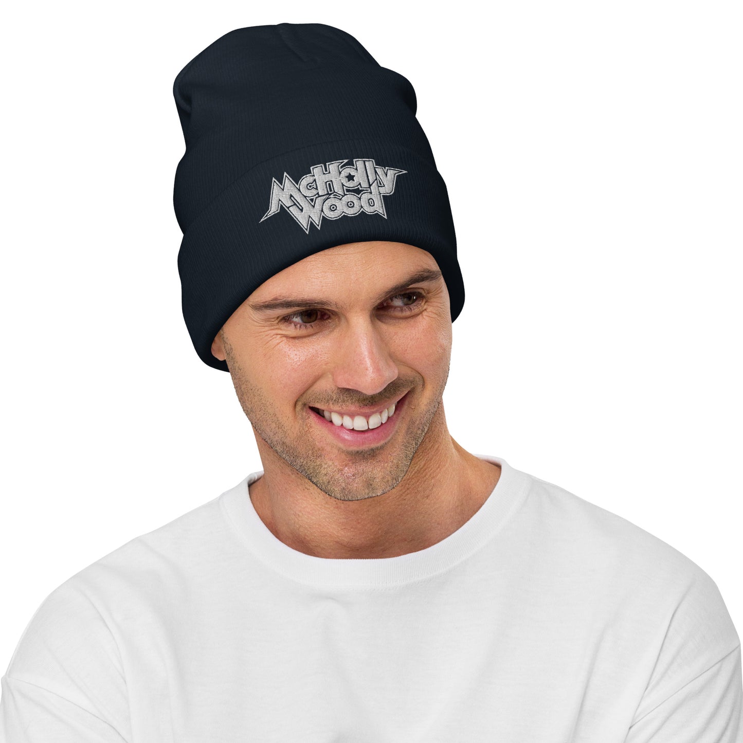 McHollywood® Embroidered Beanie (White Logo)