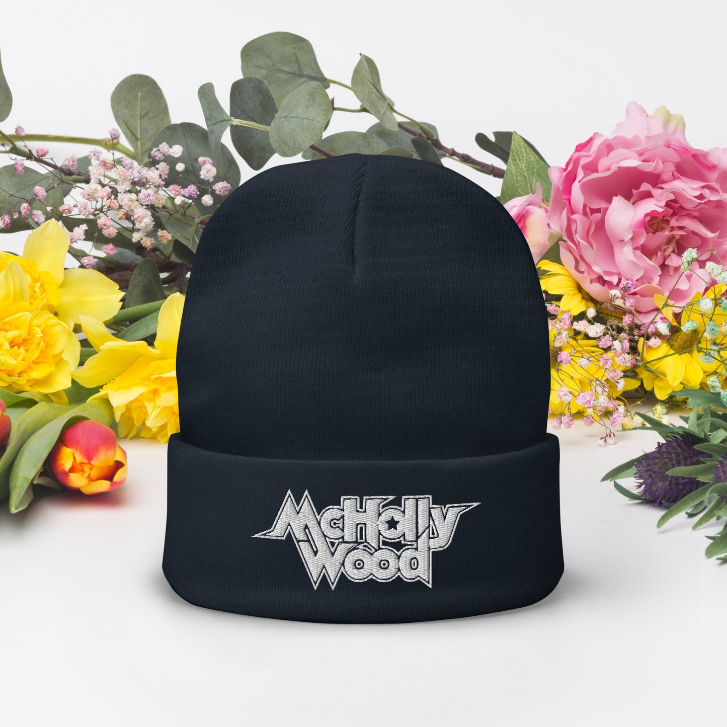 McHollywood® Embroidered Beanie (White Logo)