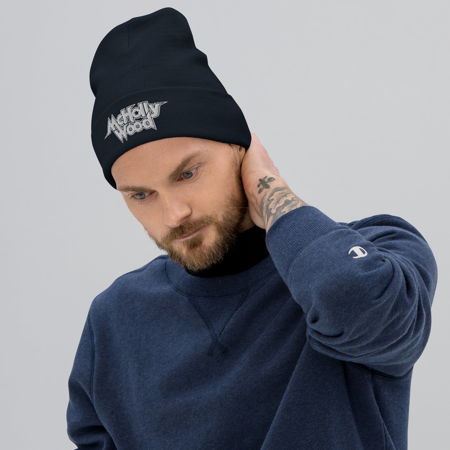 McHollywood® Embroidered Beanie (White Logo)