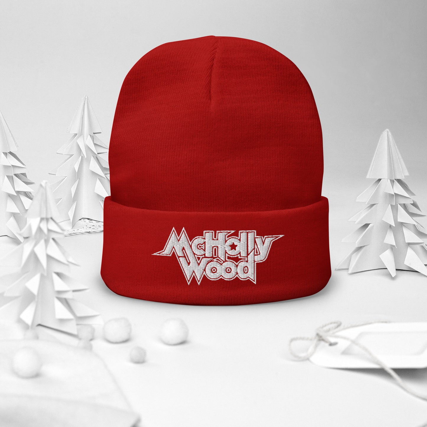 McHollywood® Embroidered Beanie (White Logo)