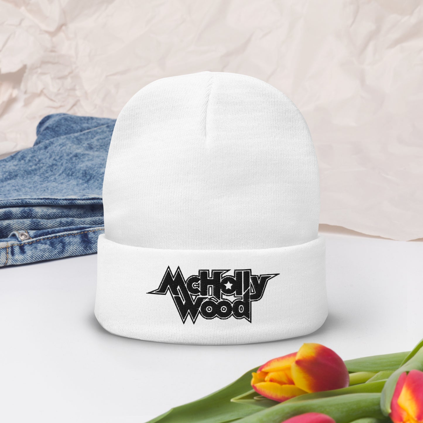 McHollywood® Embroidered Beanie (Black Logo)