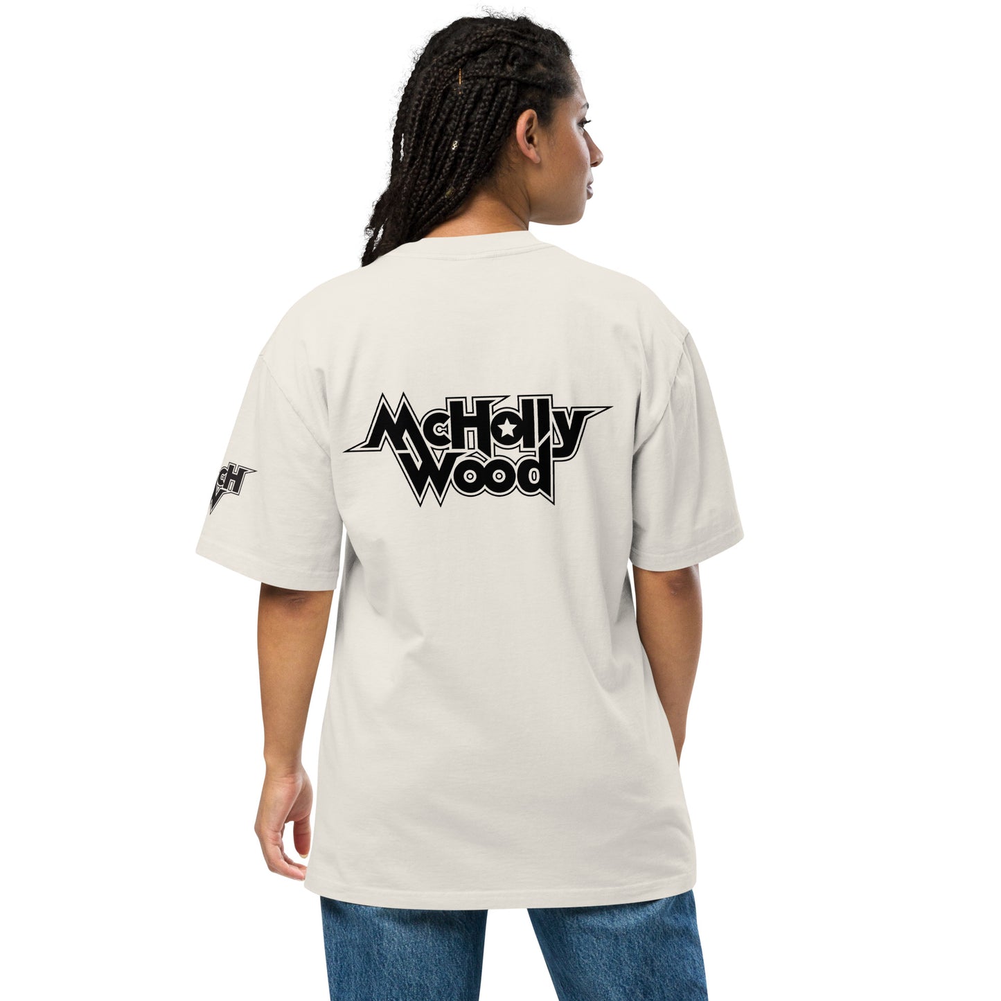 McHollywood® 'High Strangeness' Oversized Faded T-Shirt (Back & Sleeve Logos)