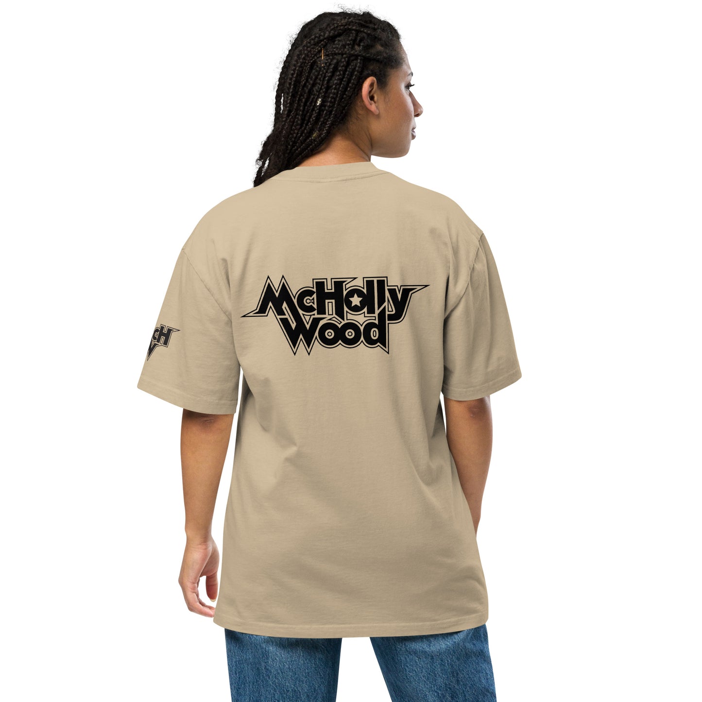 McHollywood® 'High Strangeness' Oversized Faded T-Shirt (Back & Sleeve Logos)