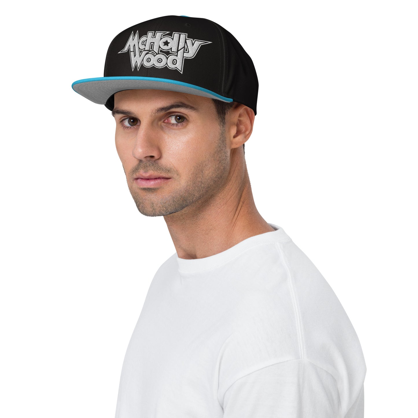 McHollywood® Embroidered Snapback Hat (White Logo)