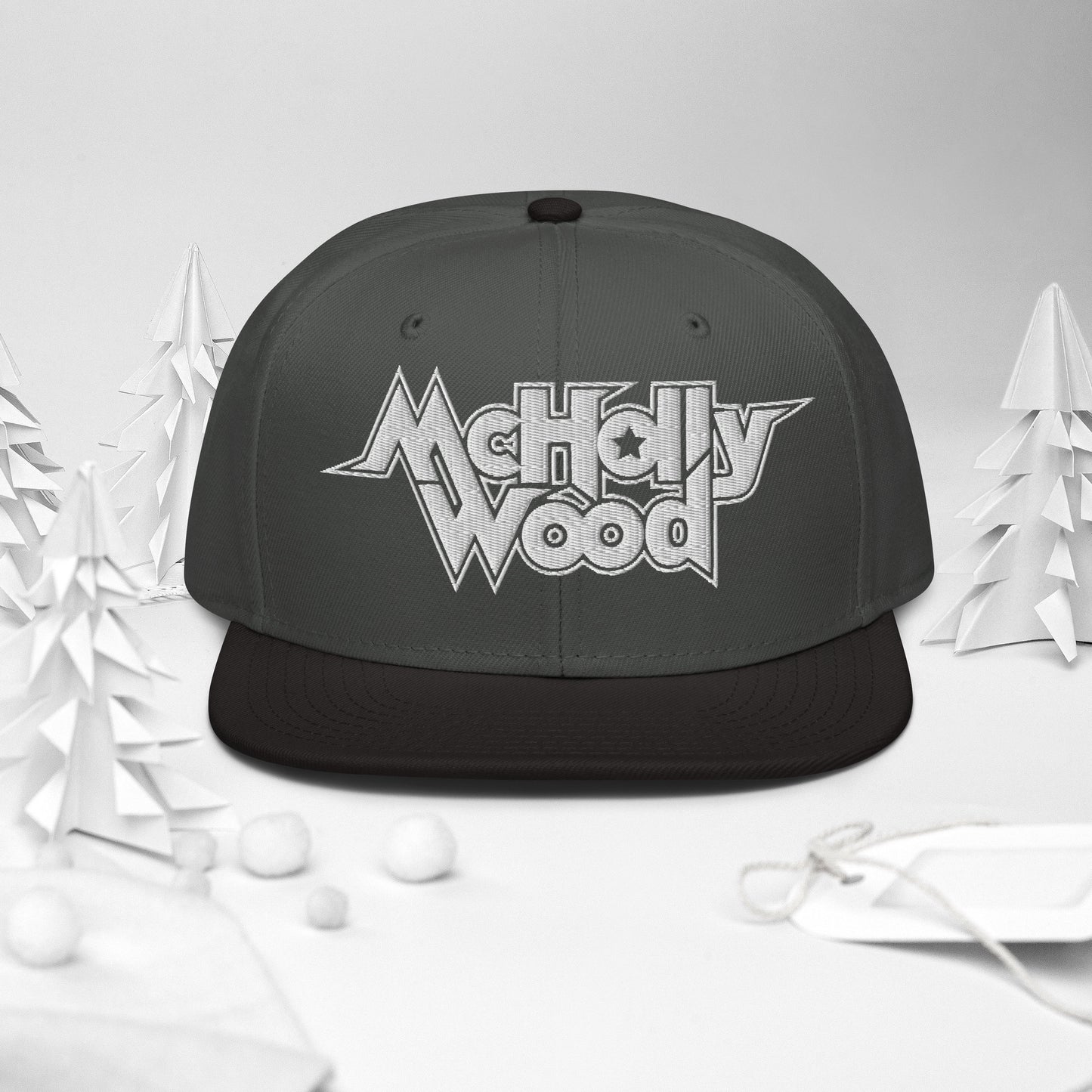 McHollywood® Embroidered Snapback Hat (White Logo)