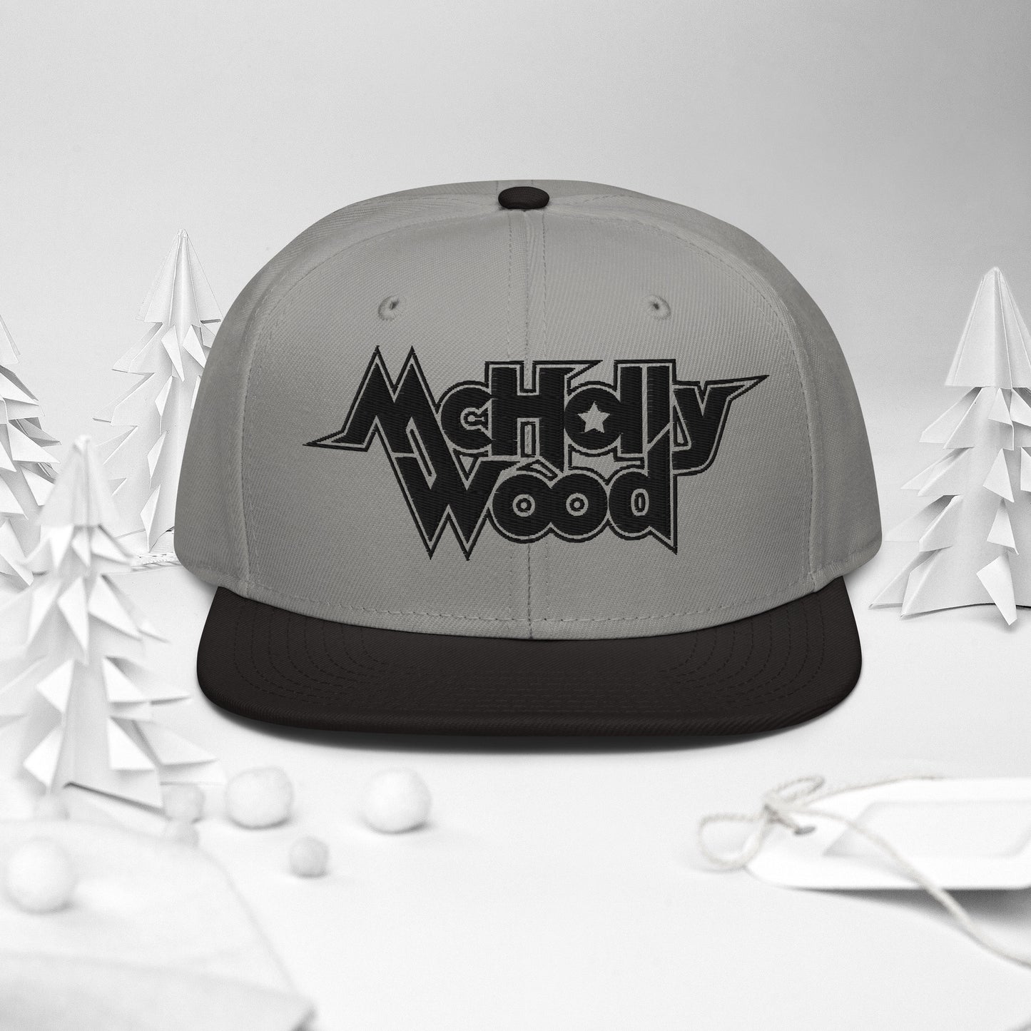 McHollywood® Embroidered Snapback Hat (Black Logo)