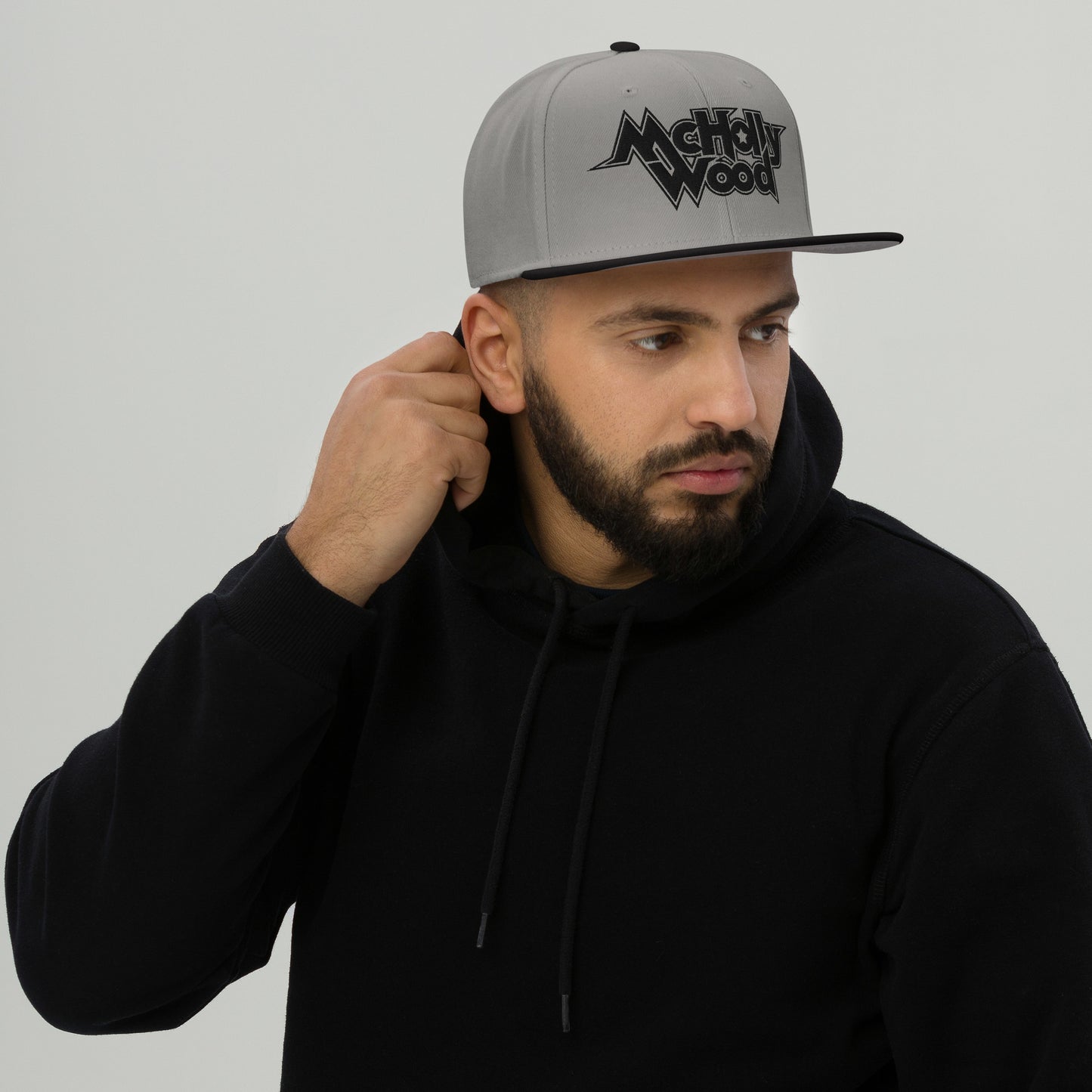 McHollywood® Embroidered Snapback Hat (Black Logo)