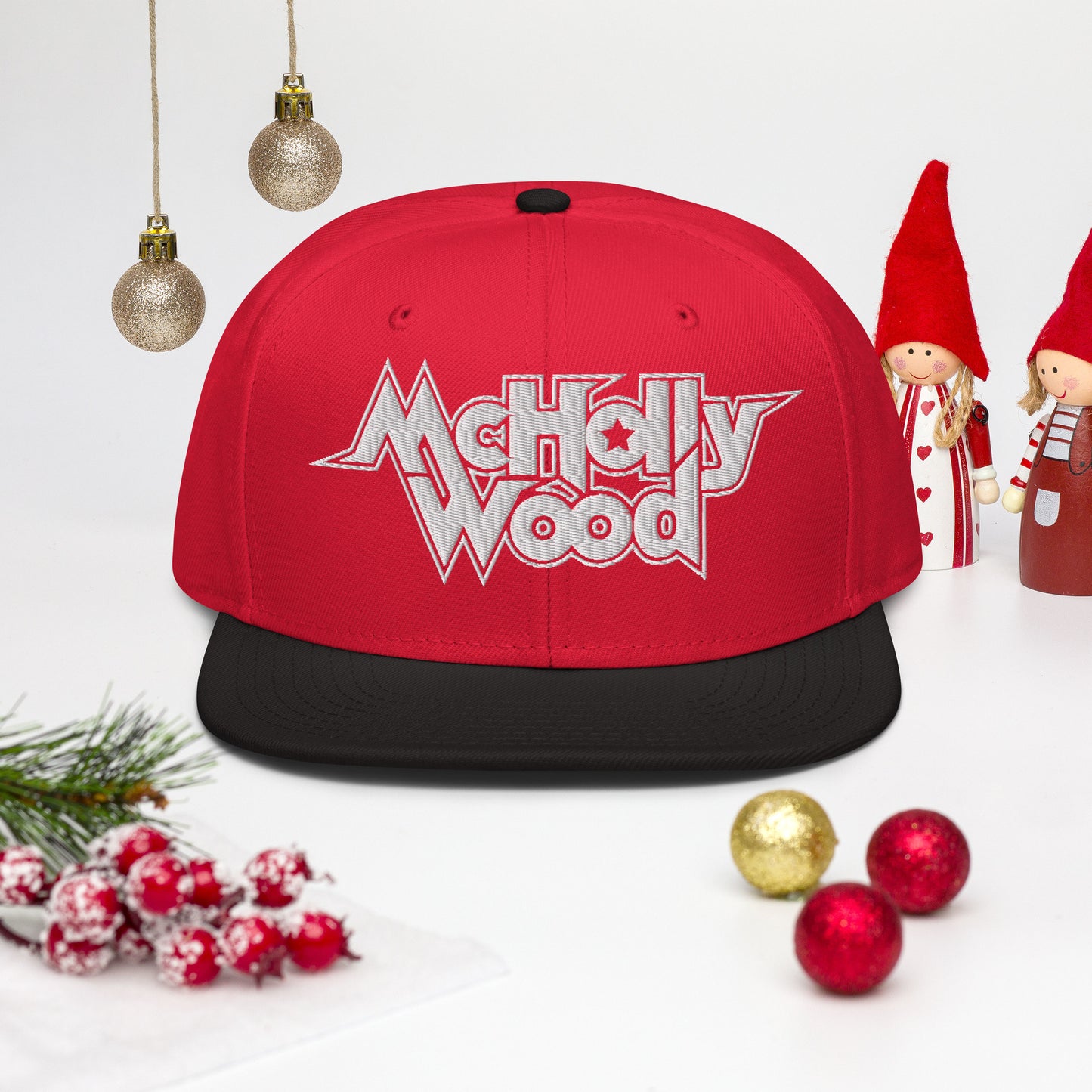 McHollywood® Embroidered Snapback Hat (White Logo)