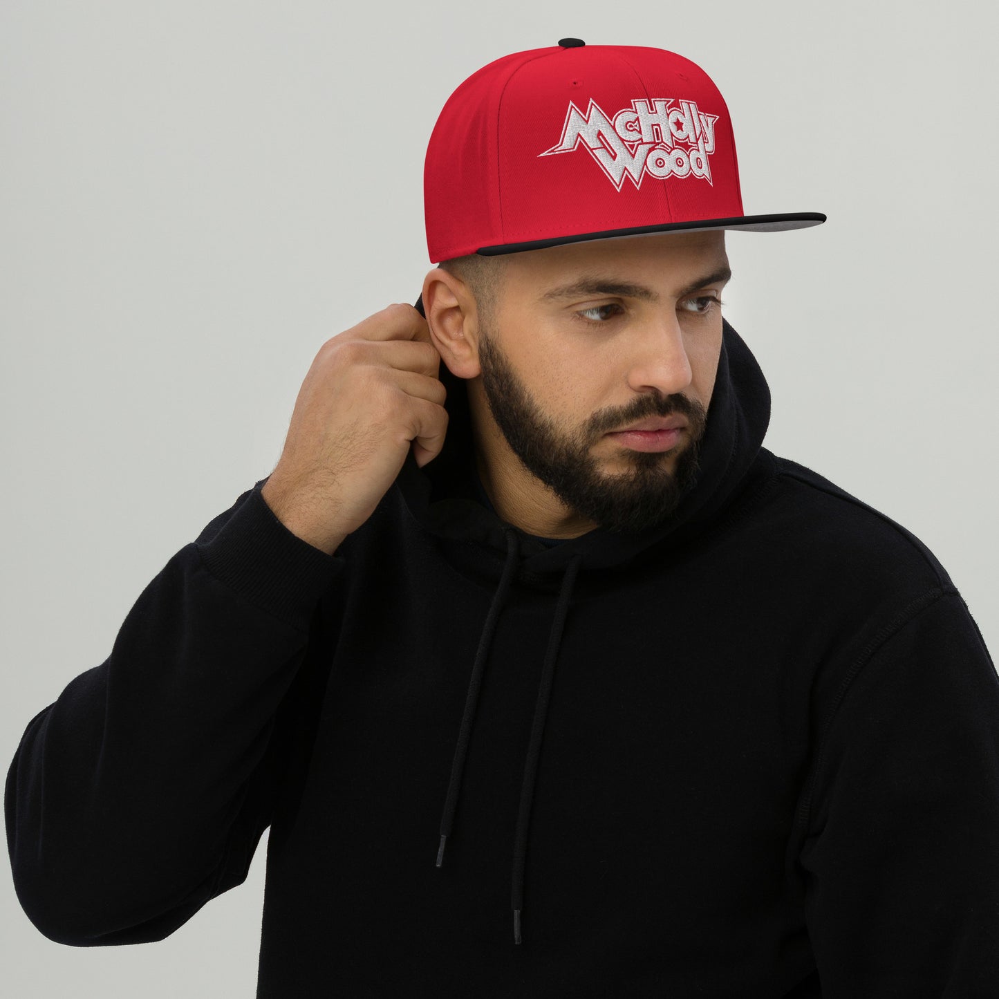 McHollywood® Embroidered Snapback Hat (White Logo)