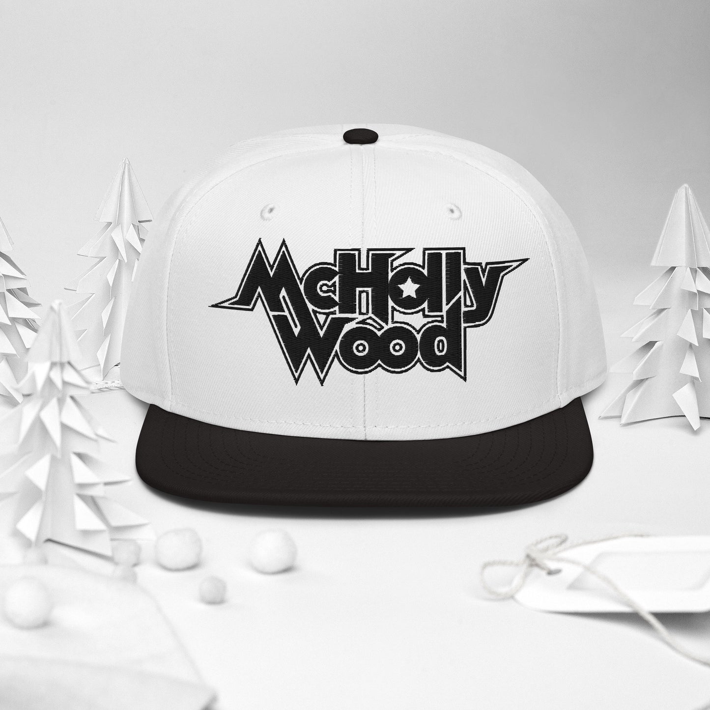 McHollywood® Embroidered Snapback Hat (Black Logo)