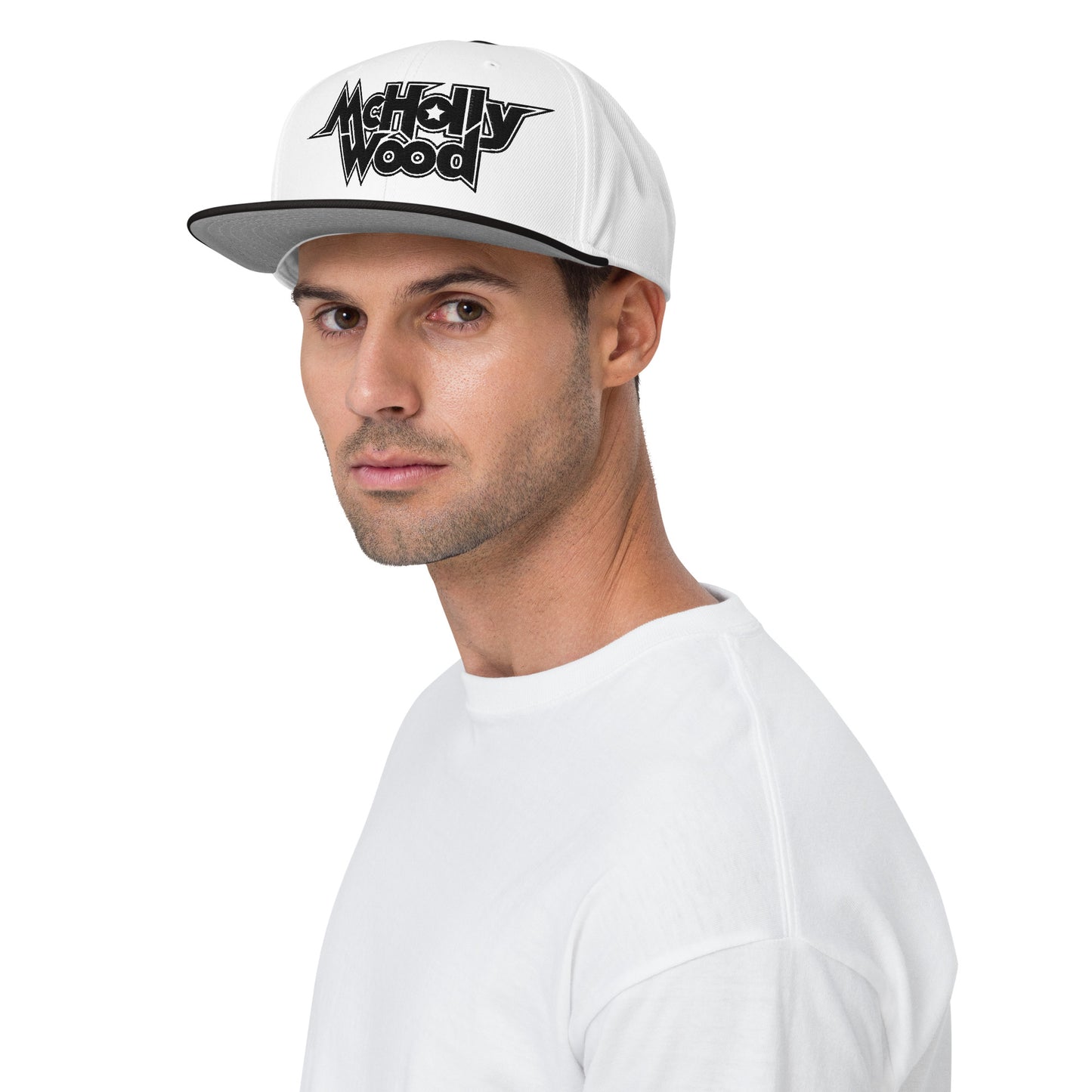 McHollywood® Embroidered Snapback Hat (Black Logo)