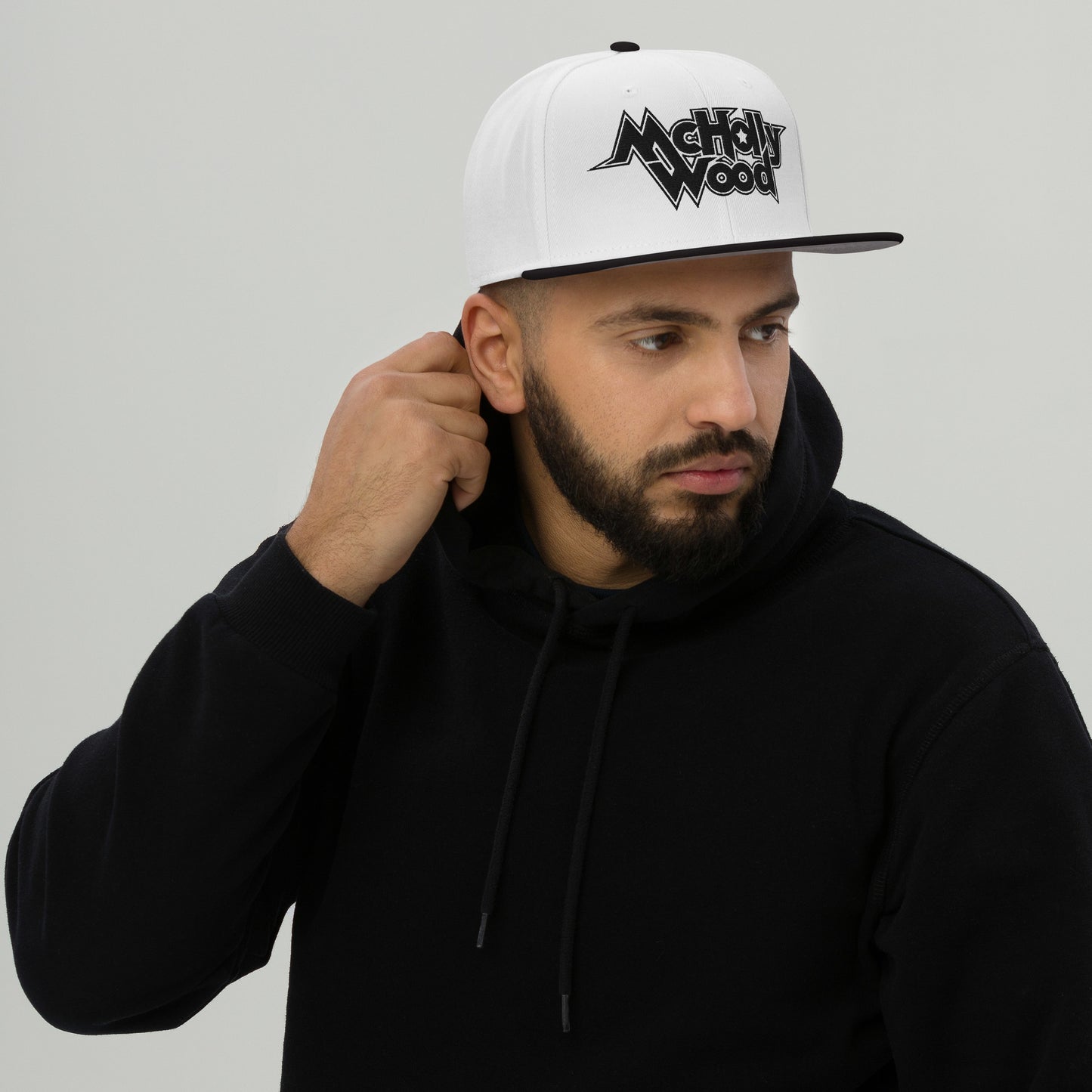 McHollywood® Embroidered Snapback Hat (Black Logo)