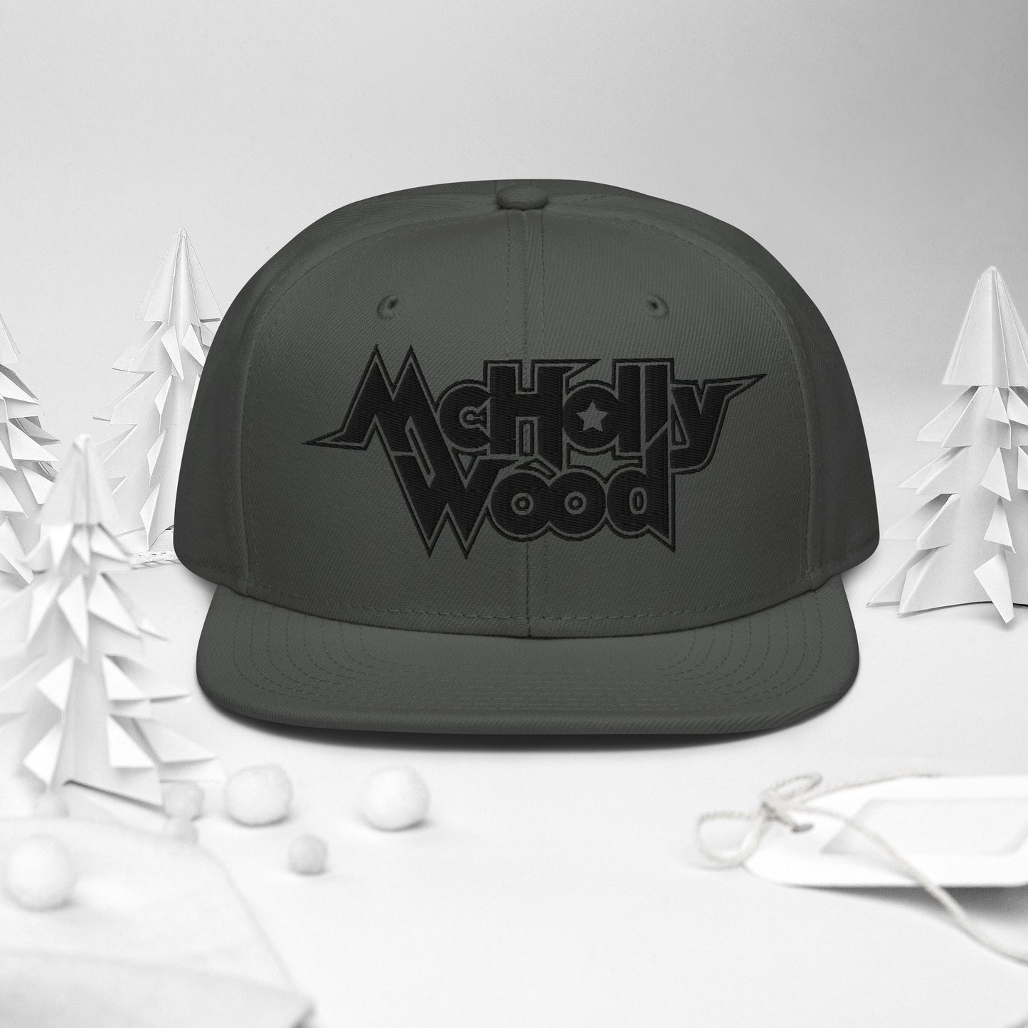 McHollywood® Embroidered Snapback Hat (Black Logo)