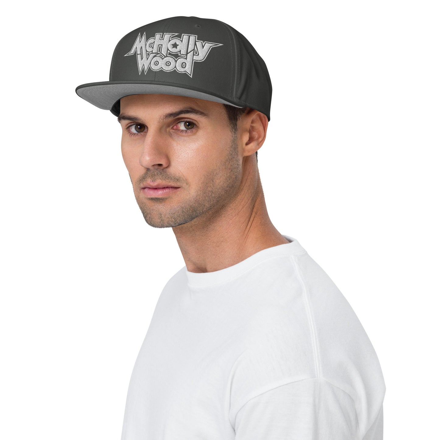 McHollywood® Embroidered Snapback Hat (White Logo)