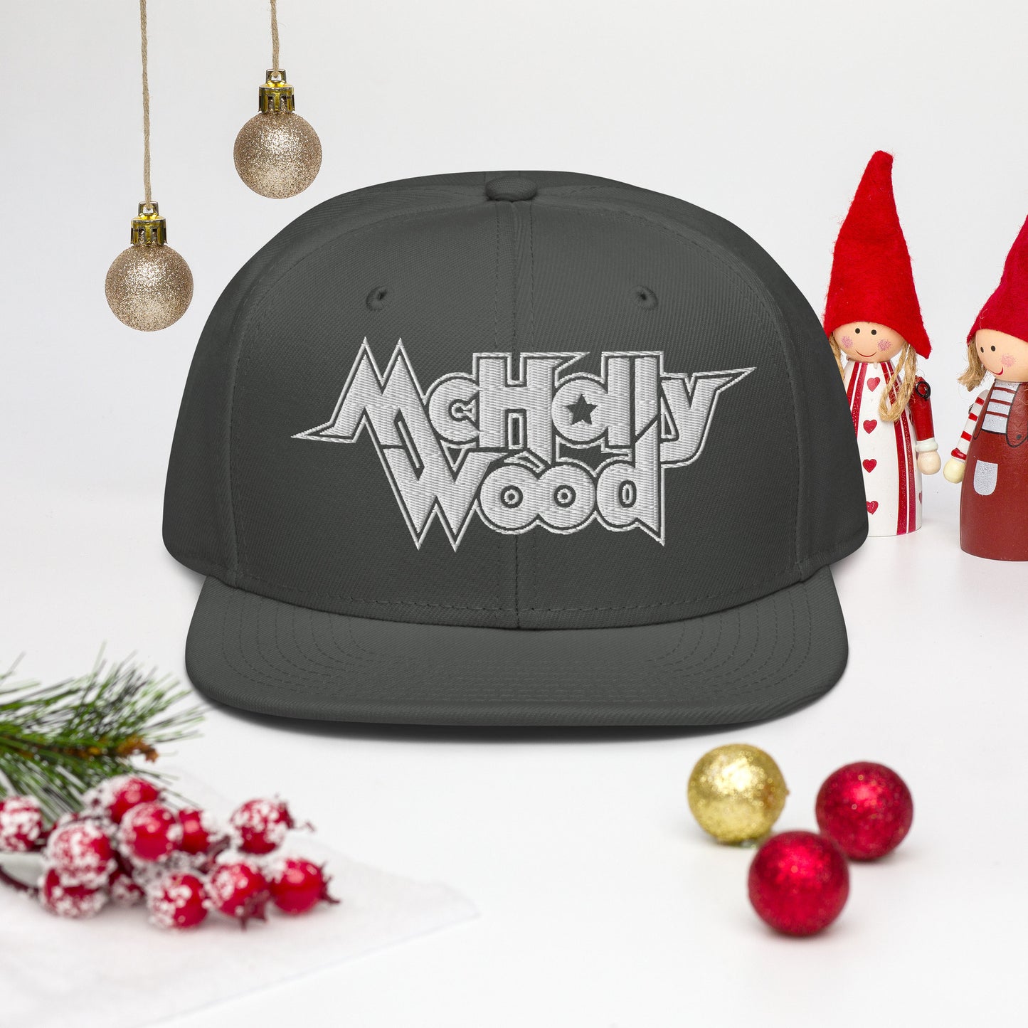 McHollywood® Embroidered Snapback Hat (White Logo)