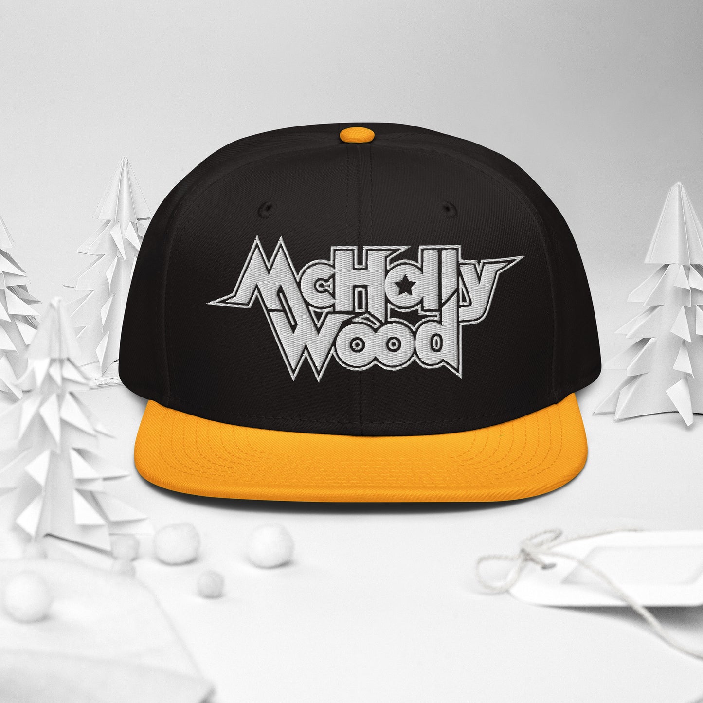 McHollywood® Embroidered Snapback Hat (White Logo)