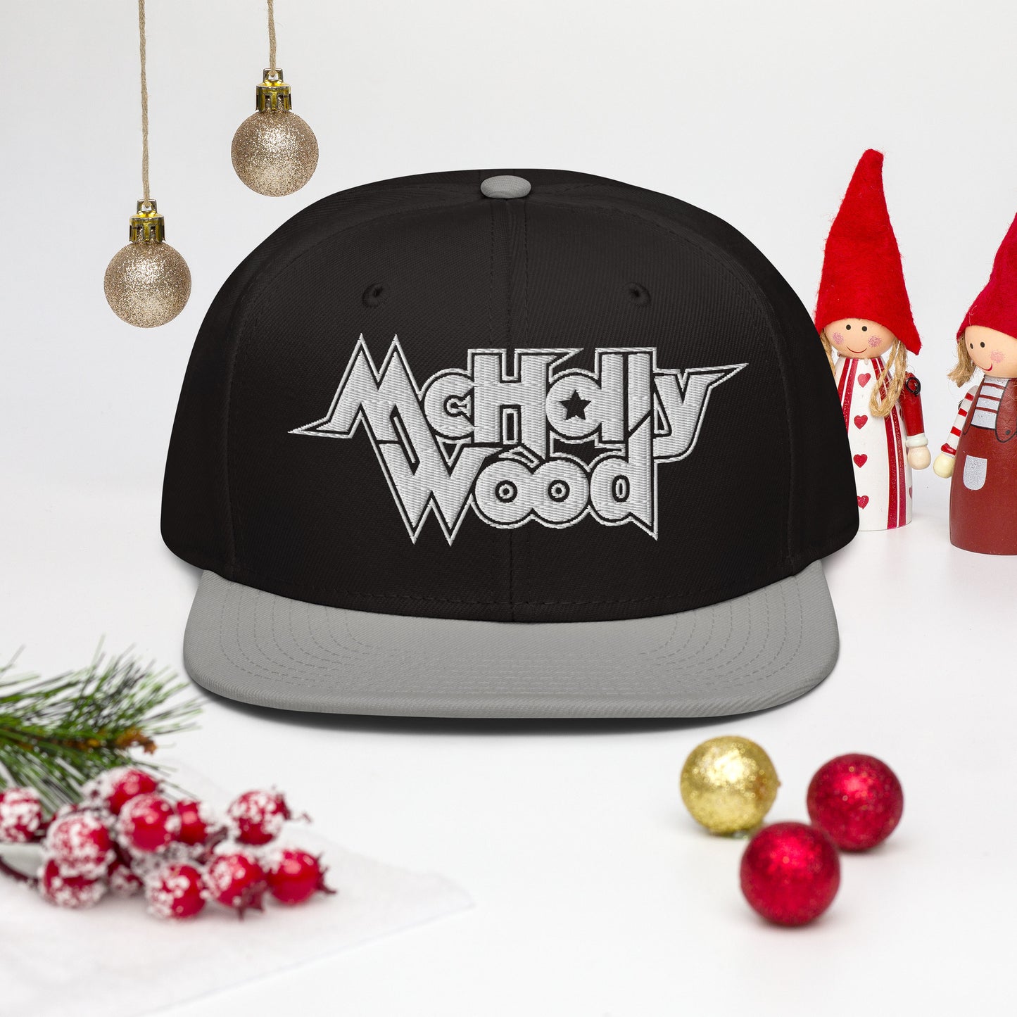 McHollywood® Embroidered Snapback Hat (White Logo)