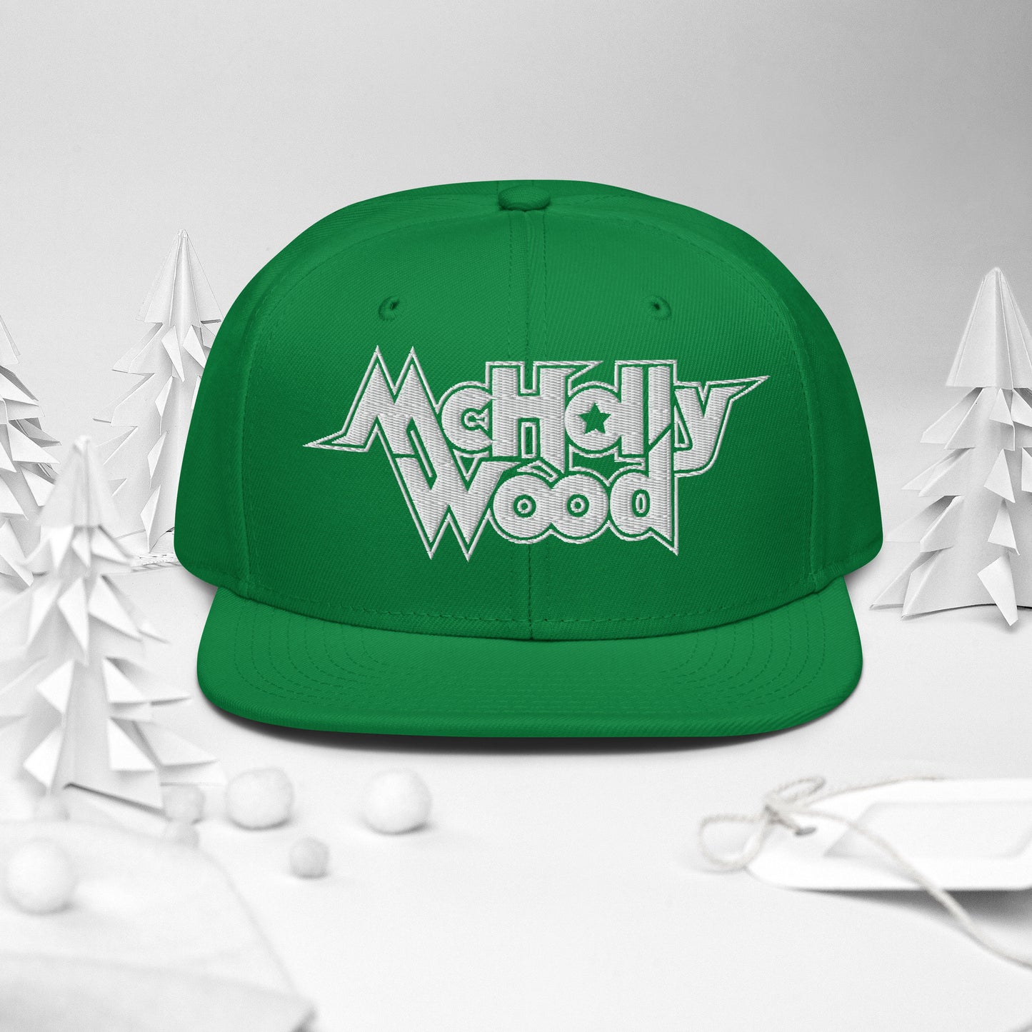 McHollywood® Embroidered Snapback Hat (White Logo)