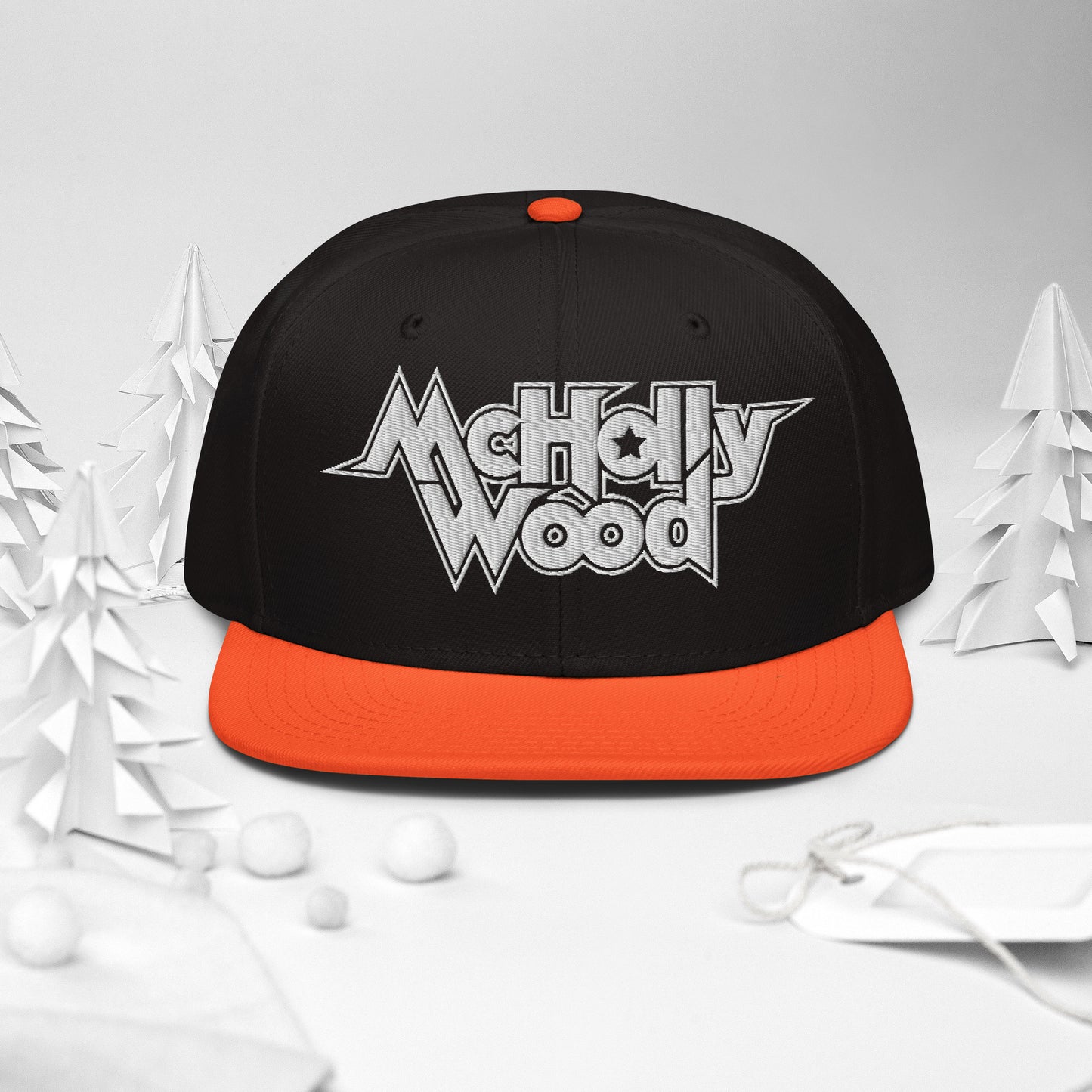 McHollywood® Embroidered Snapback Hat (White Logo)