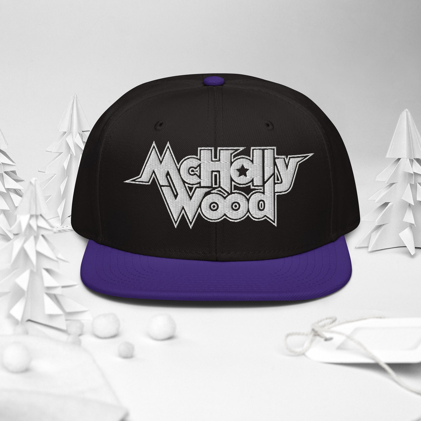 McHollywood® Embroidered Snapback Hat (White Logo)