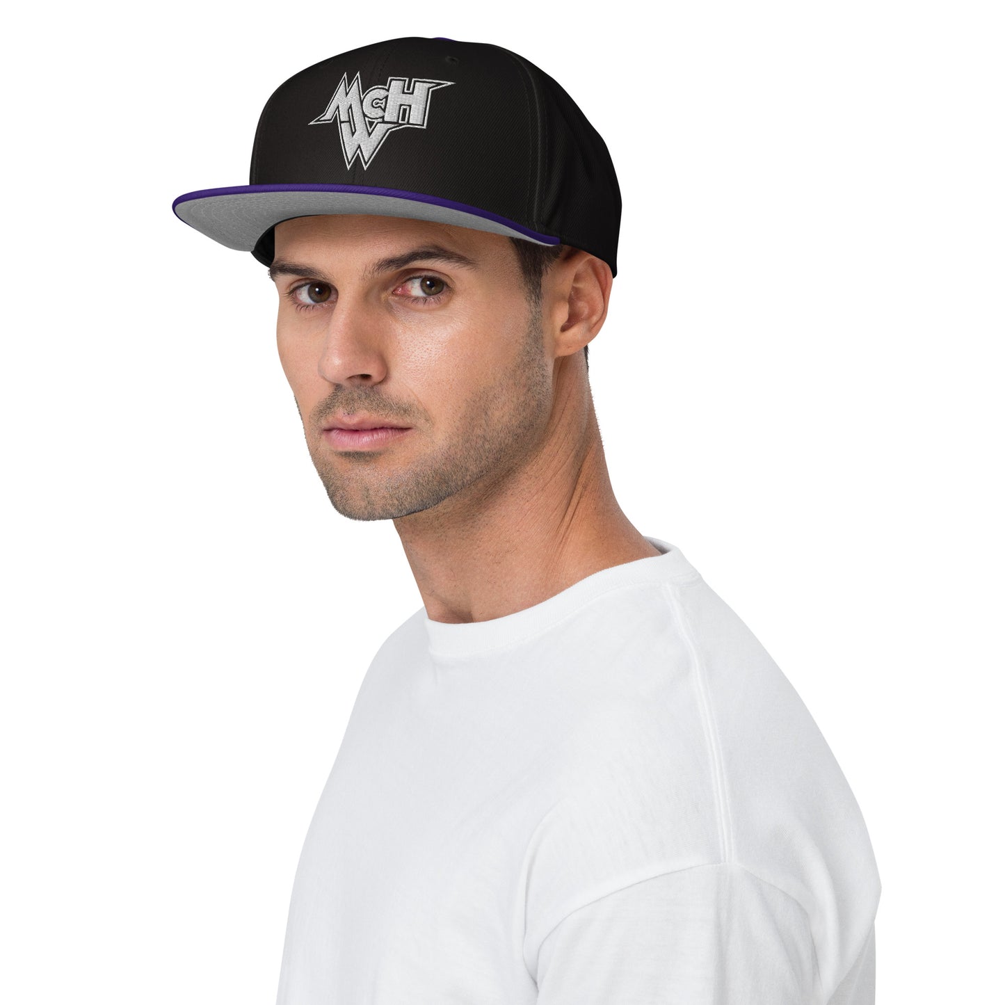 McHollywood® Embroidered Snapback Hat (White McHW Logo)