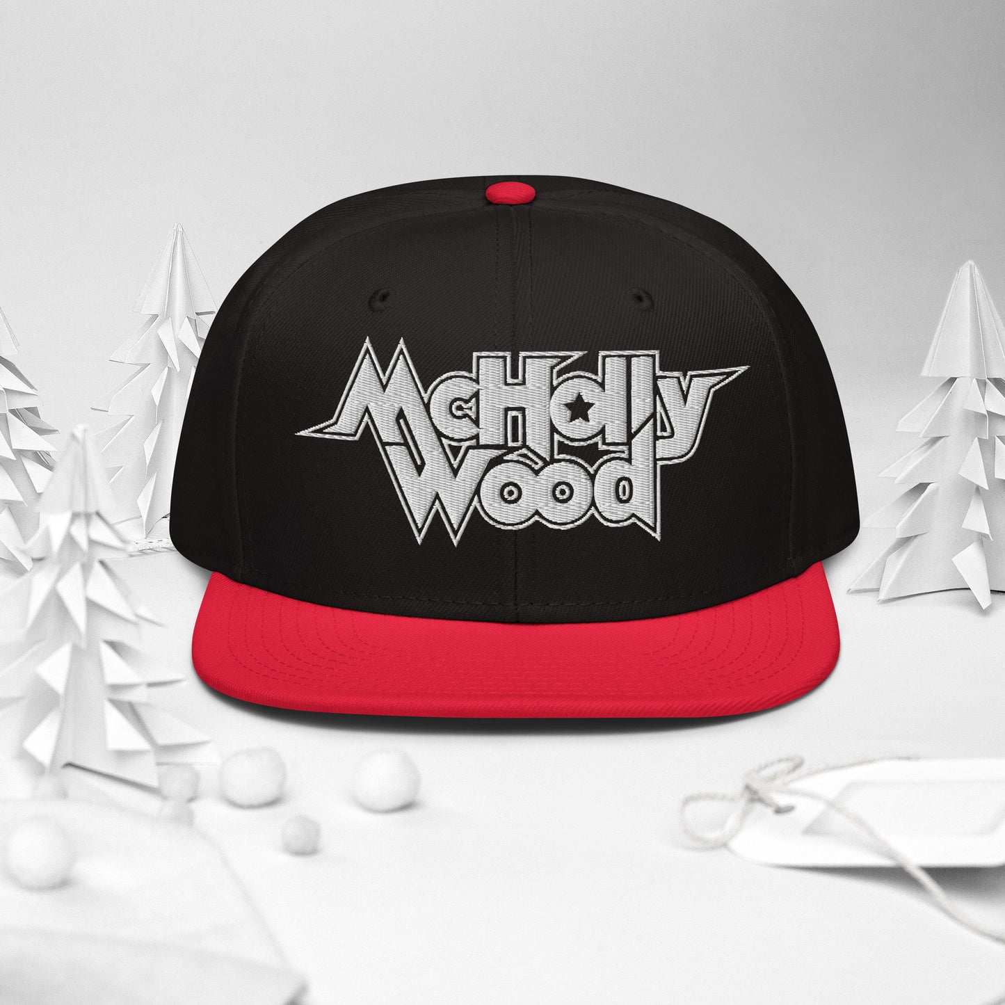 McHollywood® Embroidered Snapback Hat (White Logo)